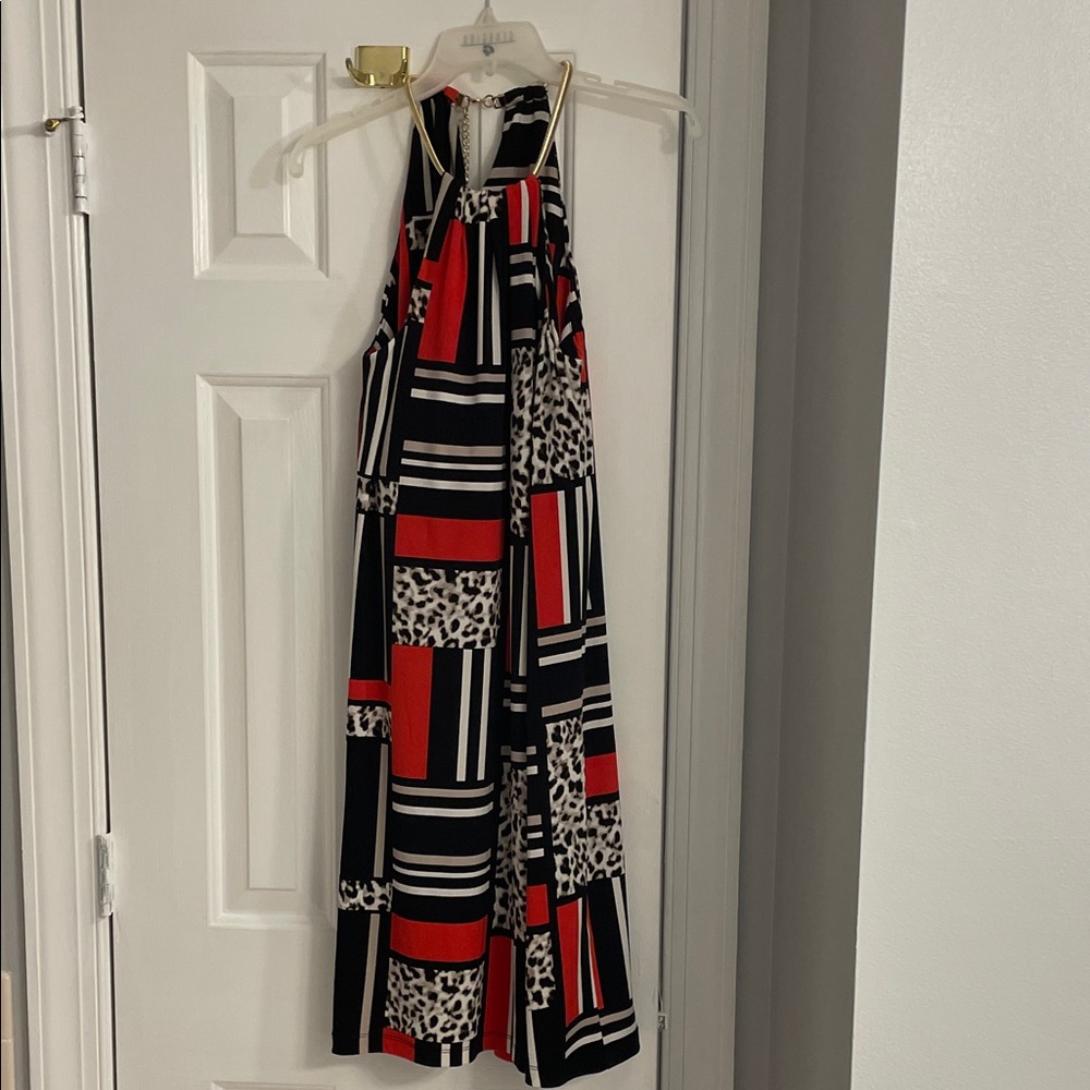 Stylish Red and Black Halter Dress